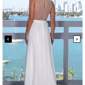 Ivory mesh top maxi dress with sequins Large/Ivory